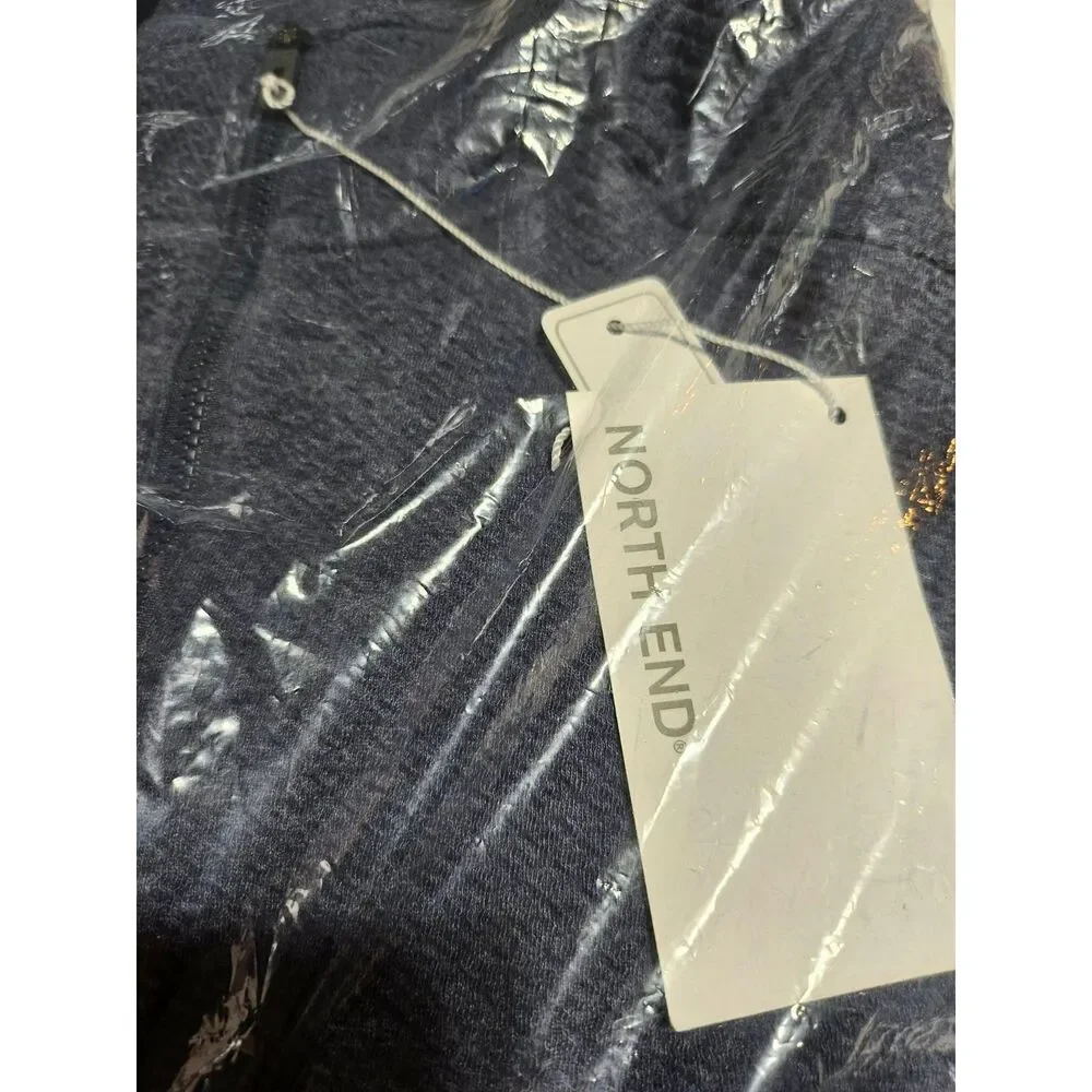 NWT North End Men’s Spirit Textured Quarter Zip Pullover Navy Heather S